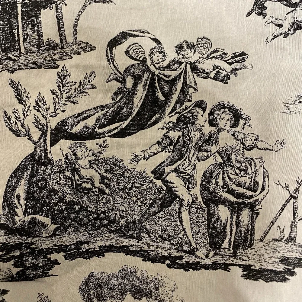 Vintage Fabric Waverly Rustic Life Toile County Scen French 2 Yd x57" Upholstery - Picture 7 of 13